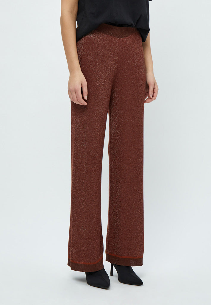 MSAllie Metallic Knit Pants - Dark Cinnamon Brown Metallic