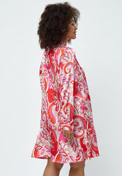 Peppercorn Lindi Long Sleeve Dress Curve Dress 4122P Magenta Pink Print