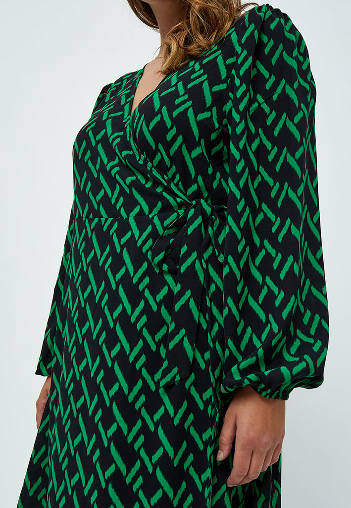 Peppercorn Lou Wrap Dress Curve Dress 3205P Bright Green Print
