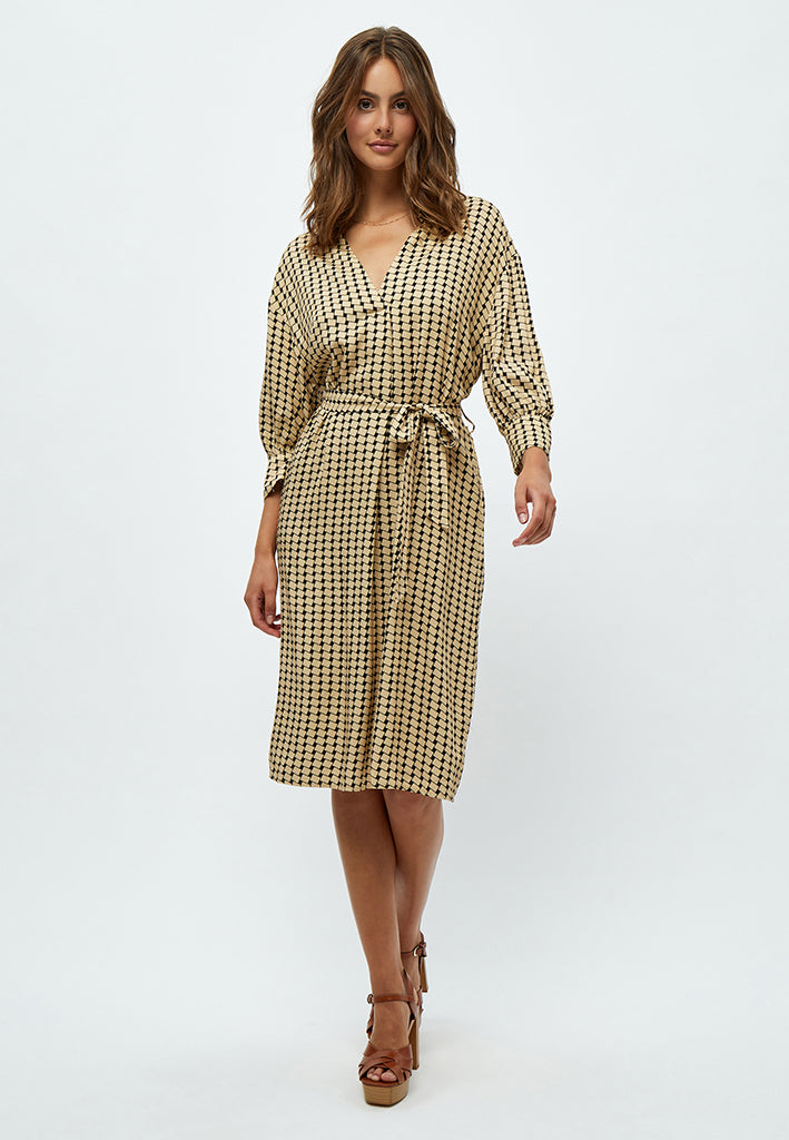 Peppercorn Lykke Sabia Mid Length Dress Dress 0273P Warm Sand Print