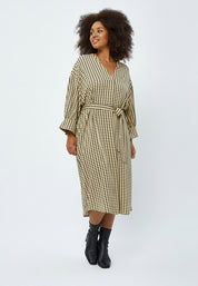 Peppercorn Lykke Sabia Mid Length Dress Curve Dress 0273P Warm Sand Print