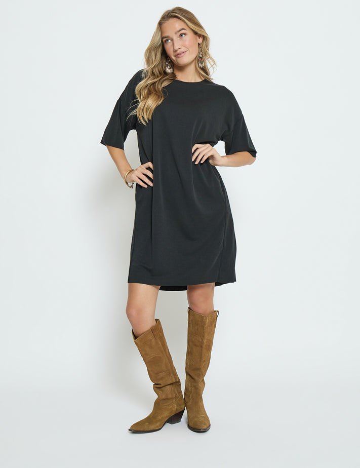 Peppercorn Octana Short Sleeve Knee Length Dress Dress 9000 Black