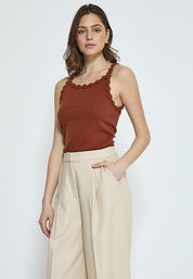 Peppercorn PCAlice GOTS Strap Top Top 5009 Brandy Brown