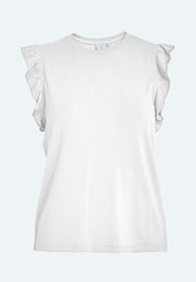 Peppercorn PCTemperence Ruffle Jersey Blouse T-Shirt 0011 Gardenia