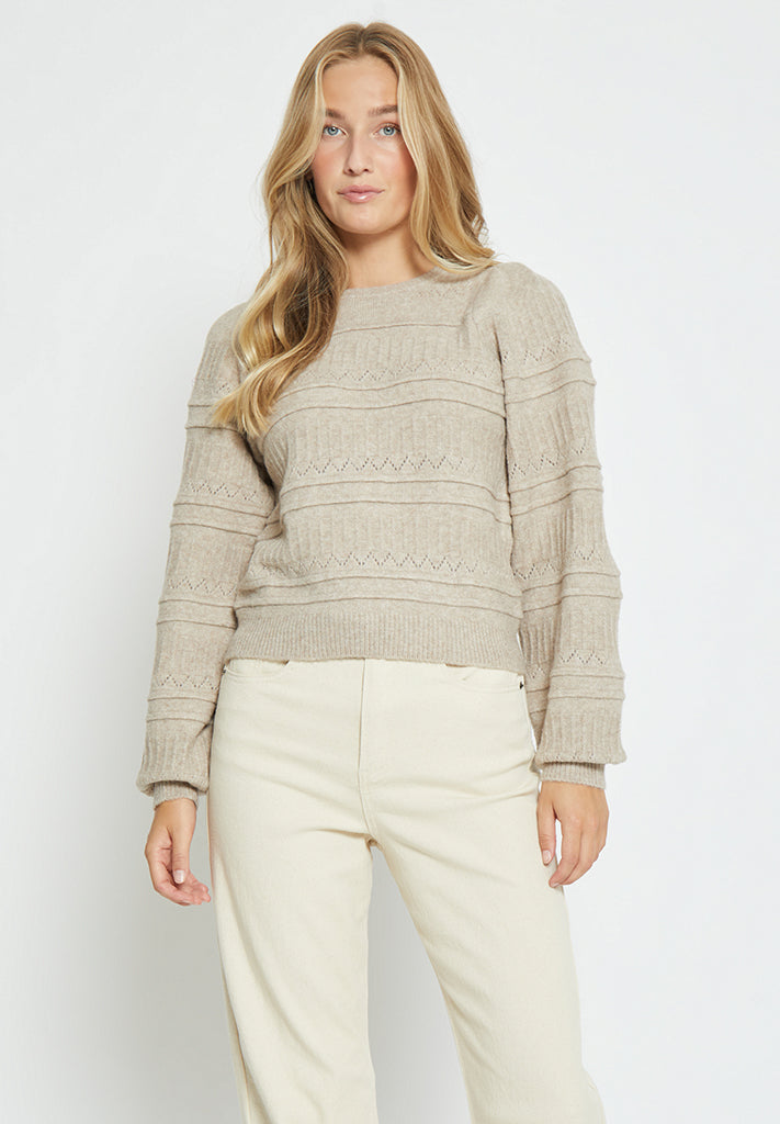 Pam GRS Puff Sleeve Knit Pullover - Feather Gray
