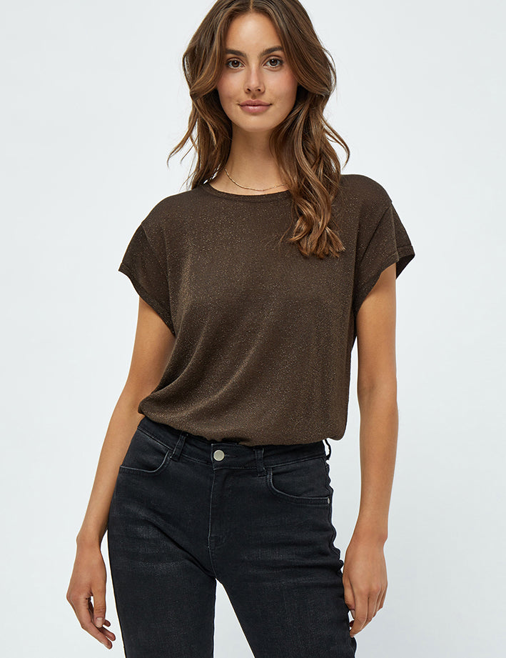 Minus MSCarlina Knit T-Shirt T-Shirt 486L Slate Brown Lurex