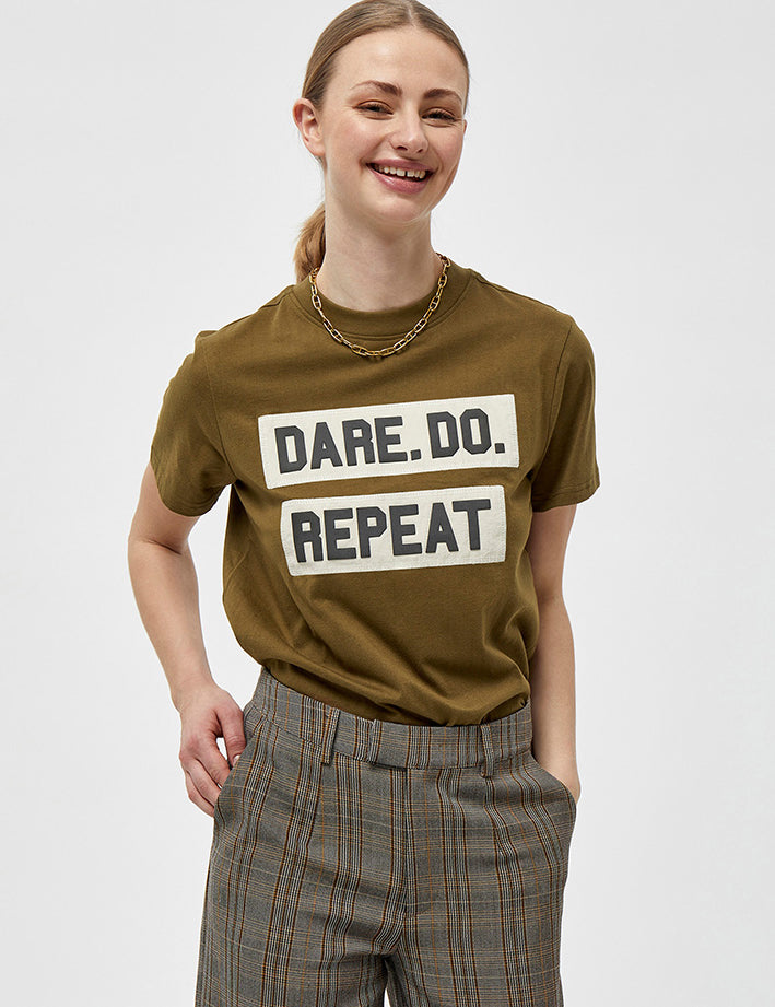 Desires A Dare Tee T-Shirt 3611P Military Olive Print