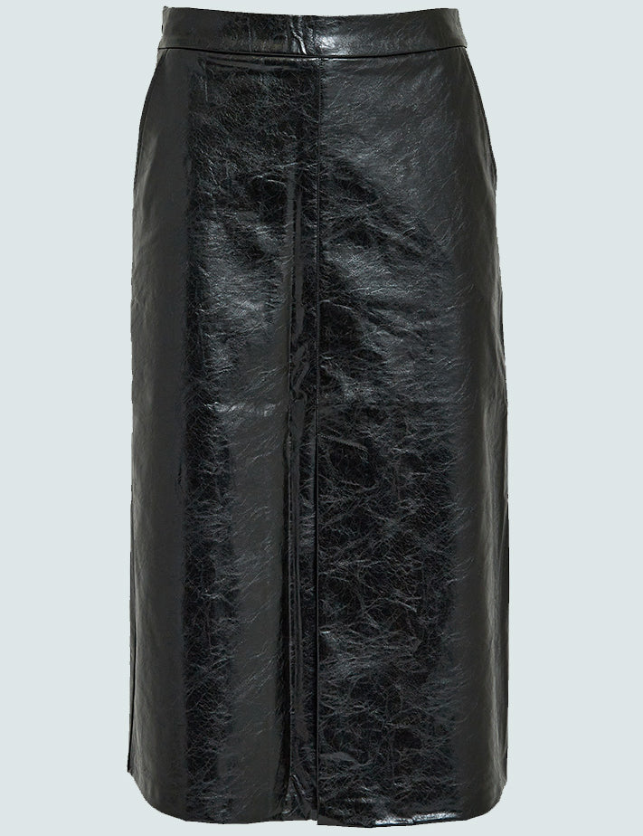 Minus Agathe PU Midi Skirt Skirt 100 Black