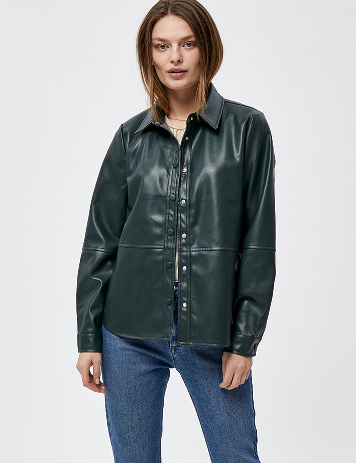 Peppercorn Alina Fake Leather Shirt Shirt 3590 DUFFEL BAG GREEN