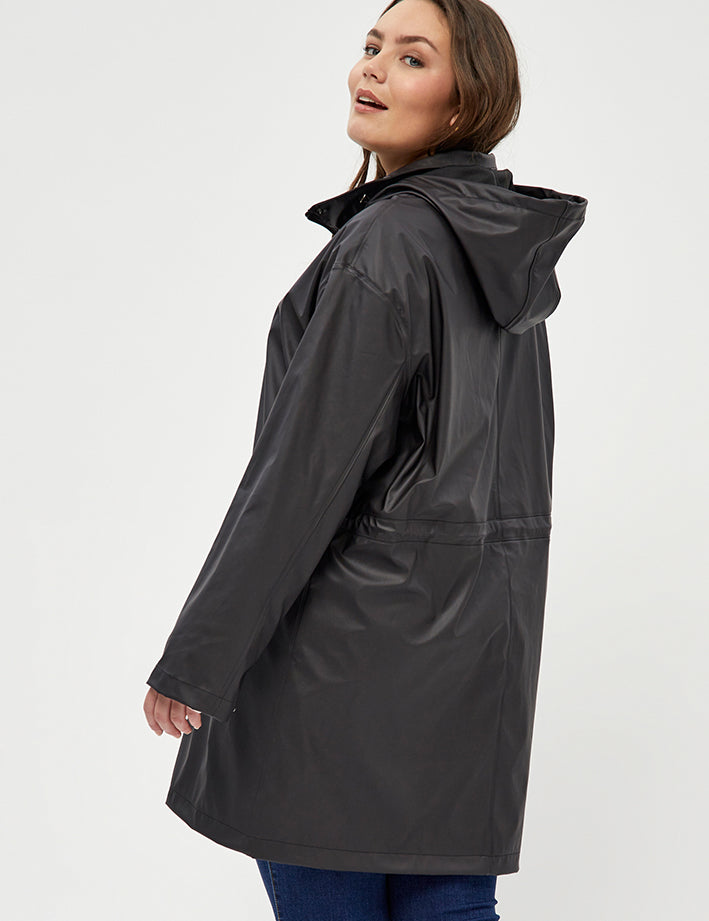 Peppercorn Cane Hooded Raincoat Curve Raincoat 9000 Black