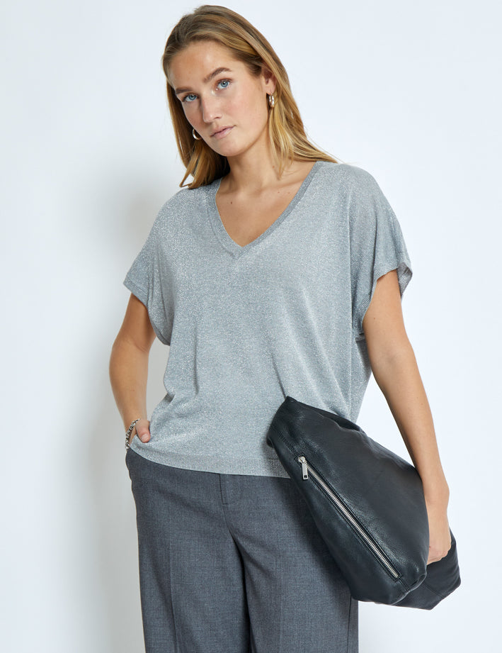 Minus Carlina Knit T-Shirt T-Shirt 112MET Light Grey Metal.