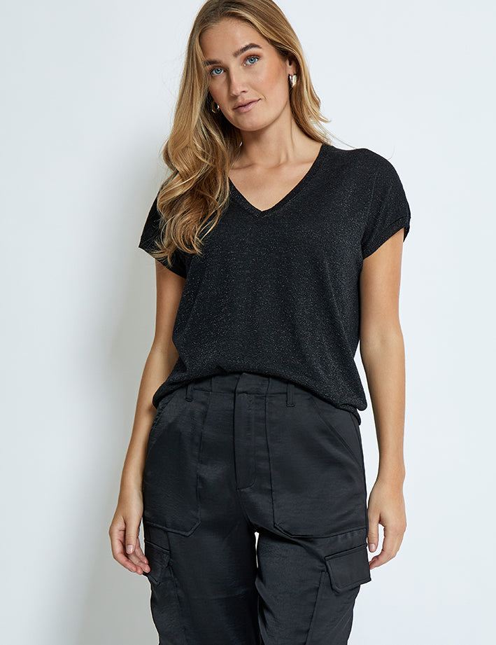 Minus Carlina Knit T-Shirt T-Shirt 356 Black Metallic