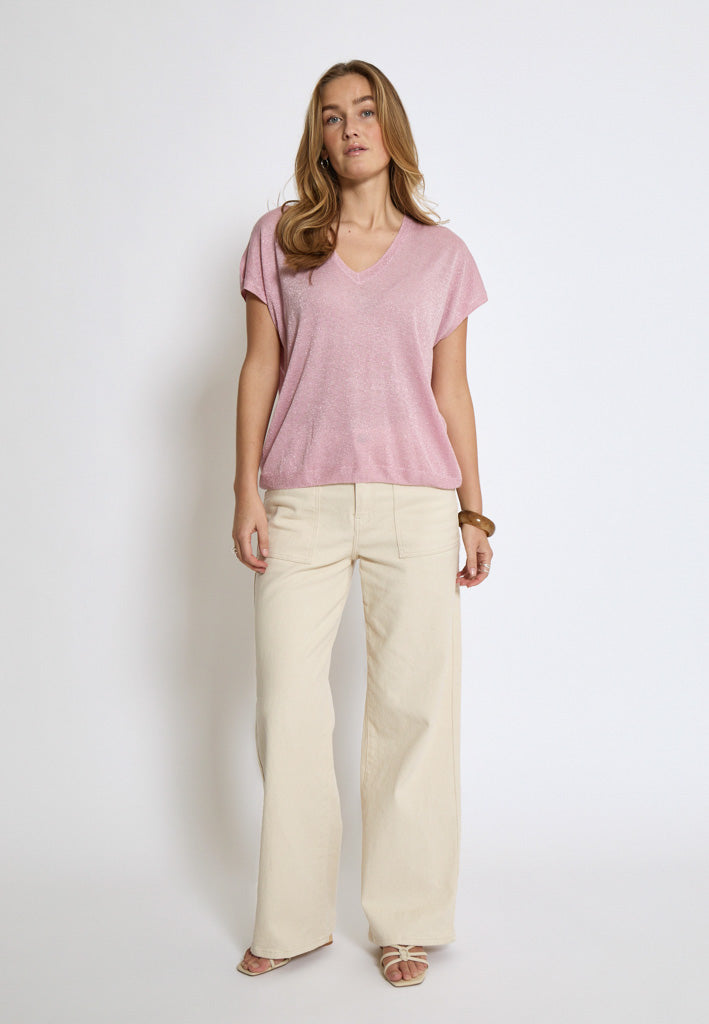 Minus Carlina Knit T-Shirt T-Shirt 6029MET Orchid Pink Met.