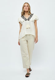Desires Christa Short Sleeve Embroidery Blouse Blouse 0002 White Peony