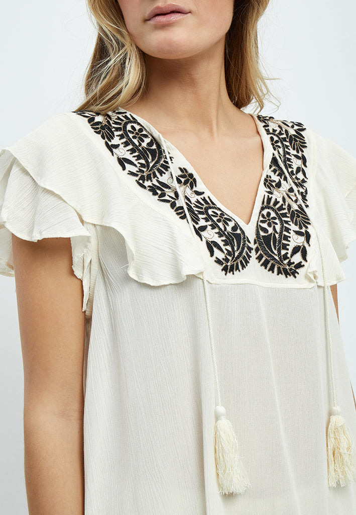 Desires Christa Short Sleeve Embroidery Blouse Blouse 0002 White Peony