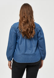 Peppercorn Cia Blouse Curve Blouse 9610 Mid Blue Denim