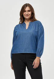 Peppercorn Cia Blouse Curve Blouse 9610 Mid Blue Denim