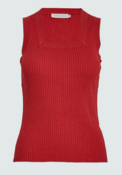 Desires DSAneli Rib Square Neck Top Top 4053 Bittersweet Red
