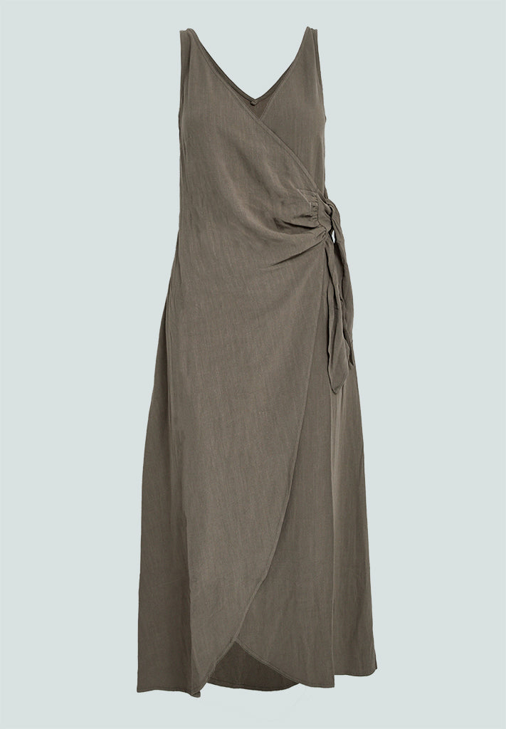 Desires DSBianna Linen Midi Wrap Dress Dress 3792 Covert Green