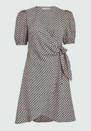 Desires DSBianna Short Wrap Dress Dress 2105P Feather Gray Print