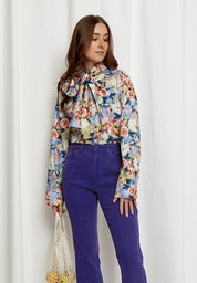Desires DSCamilla Bow Shirt Shirt 0985P Bog Sand Print
