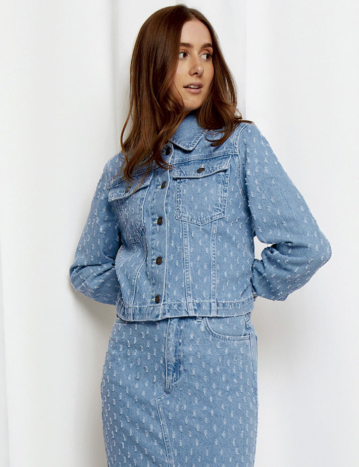 Desires DSDaniella Cropped Denim Jacket Jacket 9600 Light Blue Wash