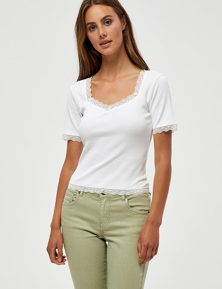 Desires DSDaren GOTS Lace Trim Top Top 200 White