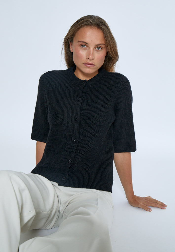 Desires DSDelta Short Sleeve Knit Cardigan Cardigans 9000 Black