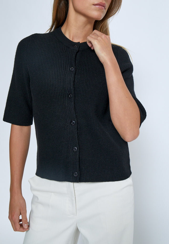 Desires DSDelta Short Sleeve Knit Cardigan Cardigans 9000 Black