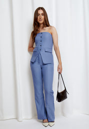 Desires DSDolly Mid Waisted Flared Pant Pant 1590 Blue Bonnet