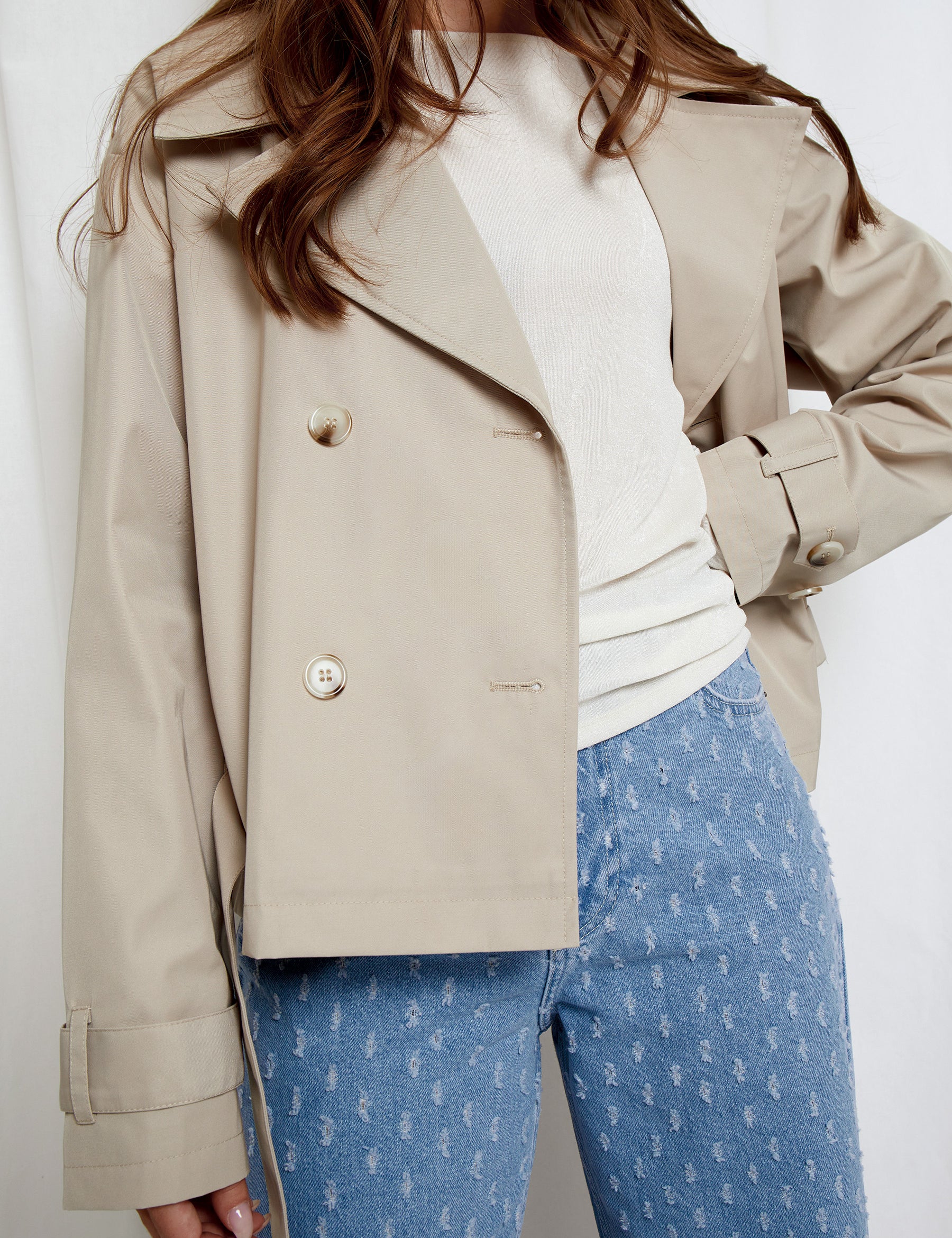 Desires DSDonna Short Trench Coat Jacket 2105 Feather Gray