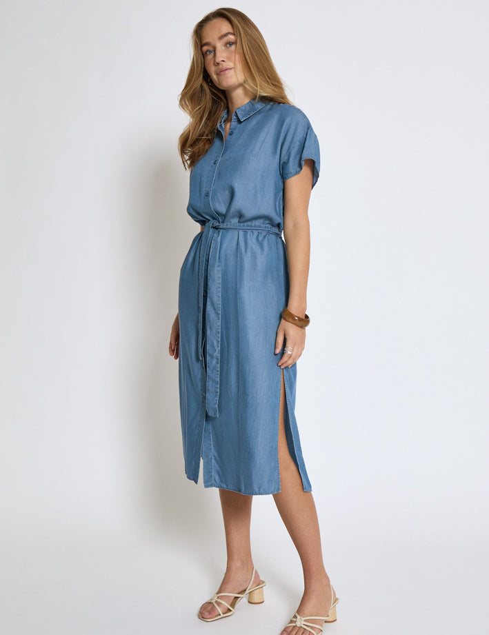 Desires DSElaina Lyocell Shirt Dress Dress 004 Mid-blue Denim