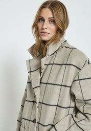 Desires DSElicia Woolen Coat Coat 2105P Feather Gray Print