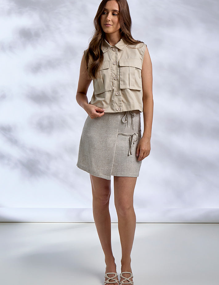 Desires DSFelicia Tie Short Skirt Skirt 2105M Feather Gray Melange