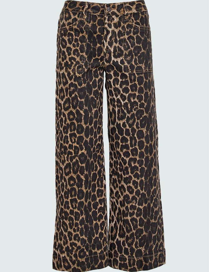 Desires DSFlorence HW Denim Pants Jeans 9011P Brown Leo Print
