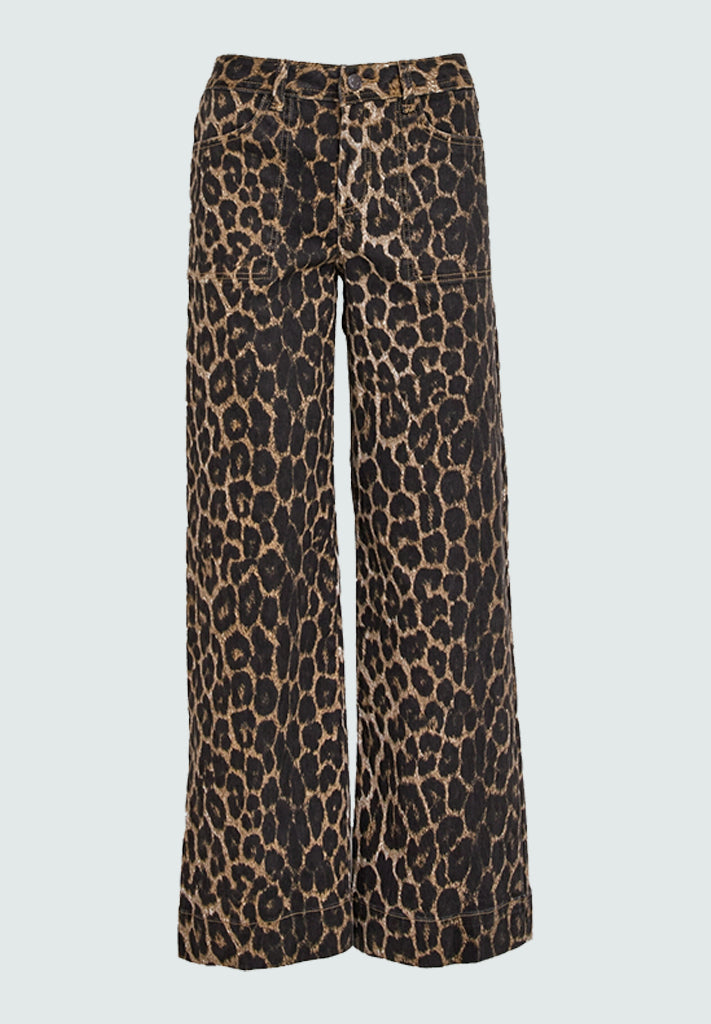 Desires DSFlorence HW Denim Pants FL Jeans 9011P Brown Leo Print