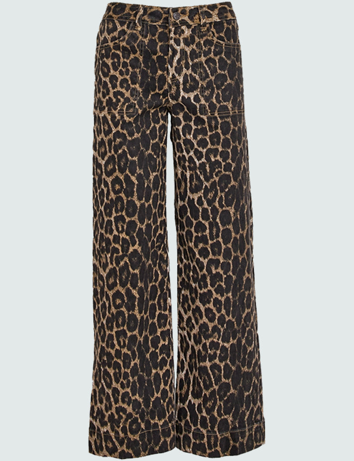 Desires DSFlorence HW Denim Pants FL Jeans 9011P Brown Leo Print