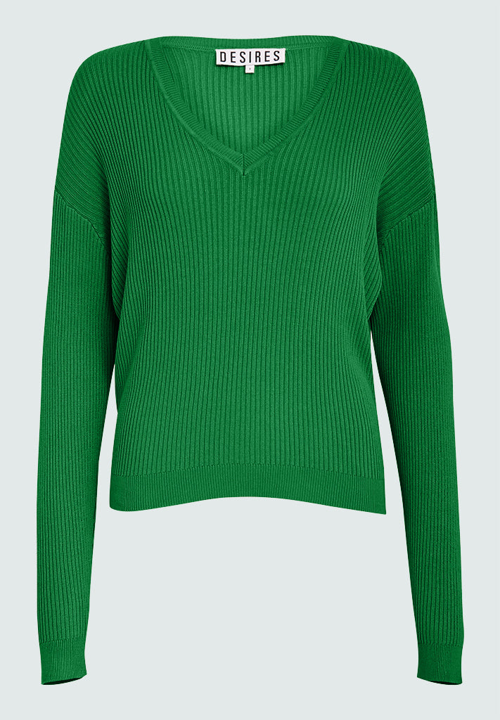 Desires DSGeisha Rib V Pullover Pullover 4419 Ming Green