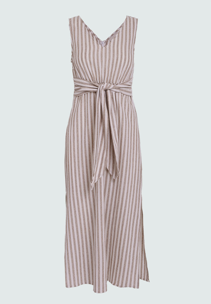 Desires DSGilda Midi Tie Dress Dress 6798S Burro Brown Stripe