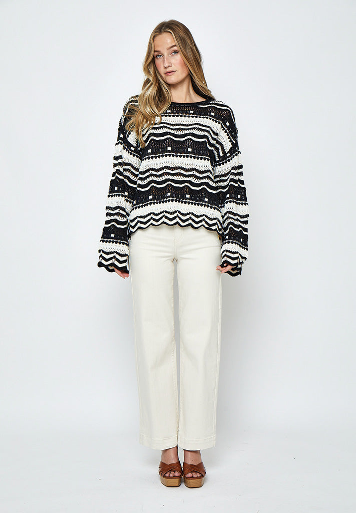 Desires DSIne GRS Crop Knit Pullover Pullover 9000S Black Stripe