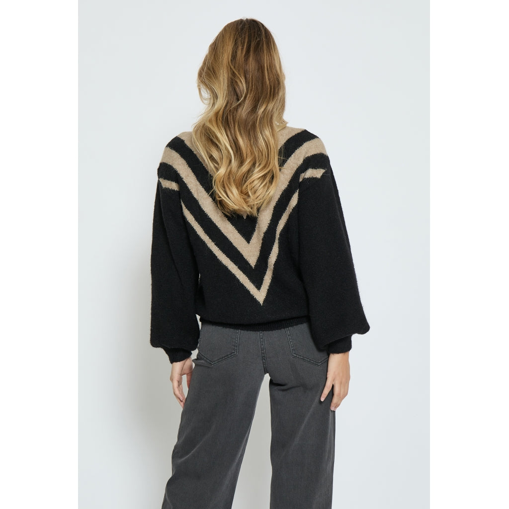 Desires DSKamelia Long Sleeve Knit Pullover Pullover 9000S Black Stripe