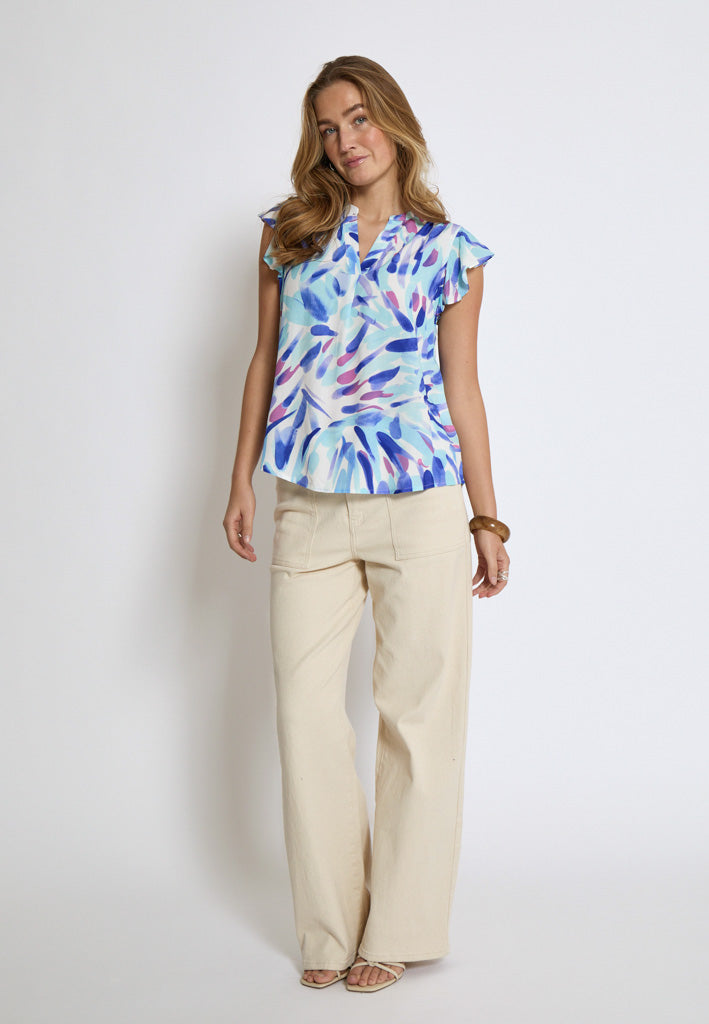 Desires DSMacie Blouse Blouse 1112P Angel Blue Print