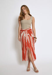 Desires DSMelanie HW Midi Skirt Skirt 6760P Red Clay Print