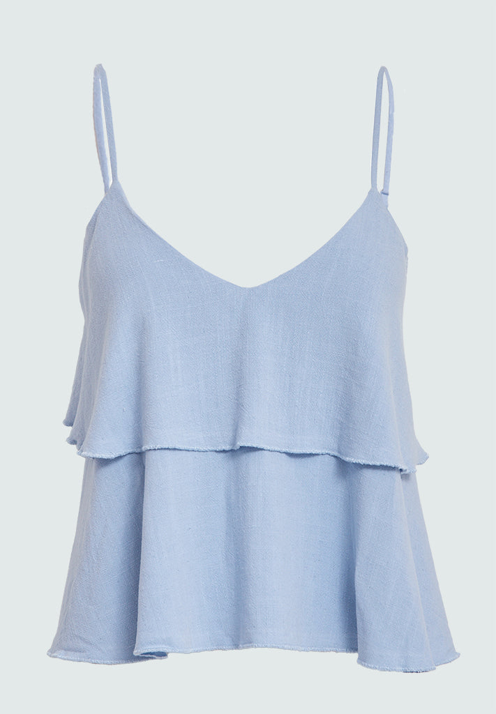 Desires DSNatalie Linen Strap Top Top 2280 Chambray Blue