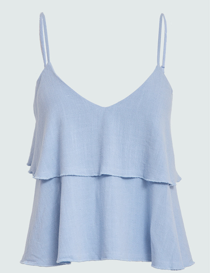 Desires DSNatalie Linen Strap Top Top 2280 Chambray Blue