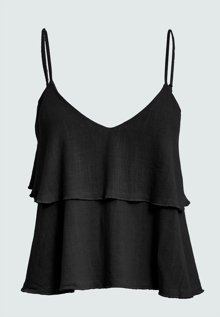 Desires DSNatalie Linen Strap Top Top 9000 Black