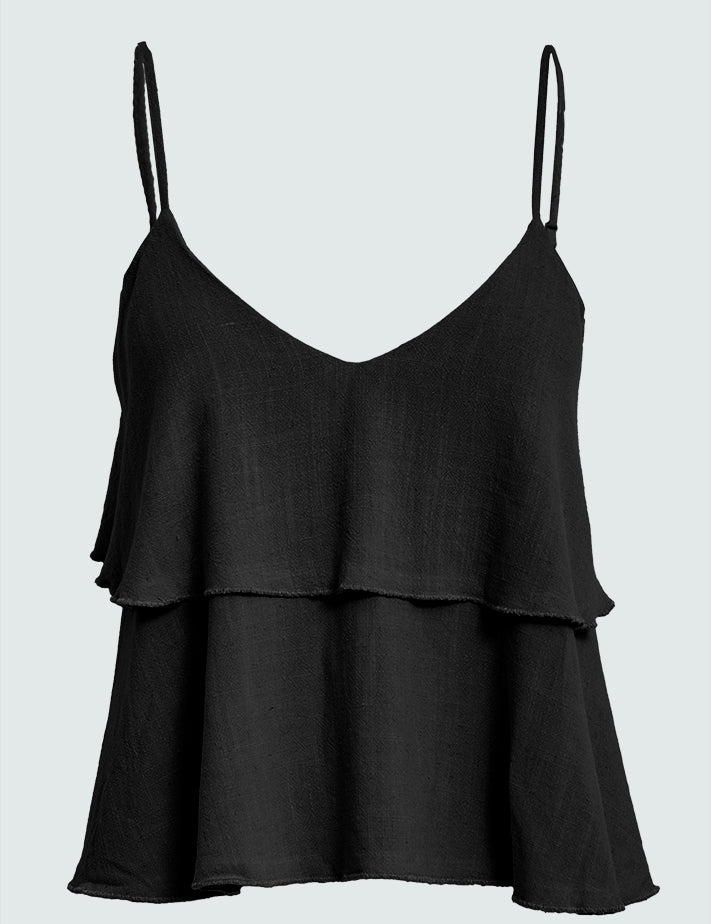 Desires DSNatalie Linen Strap Top Top 9000 Black