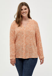 Peppercorn Daria Jenni Shirt Curve Shirt 0510P Melon Peach Print