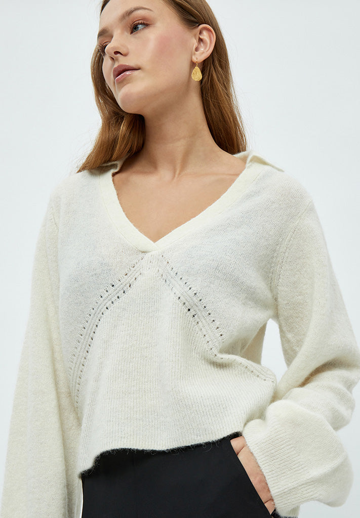 Minus Delphine Polo Knit Pullover Pullover 235 Cloud Dancer