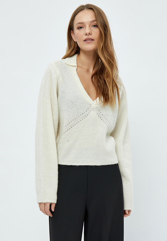 Minus Delphine Polo Knit Pullover Pullover 235 Cloud Dancer